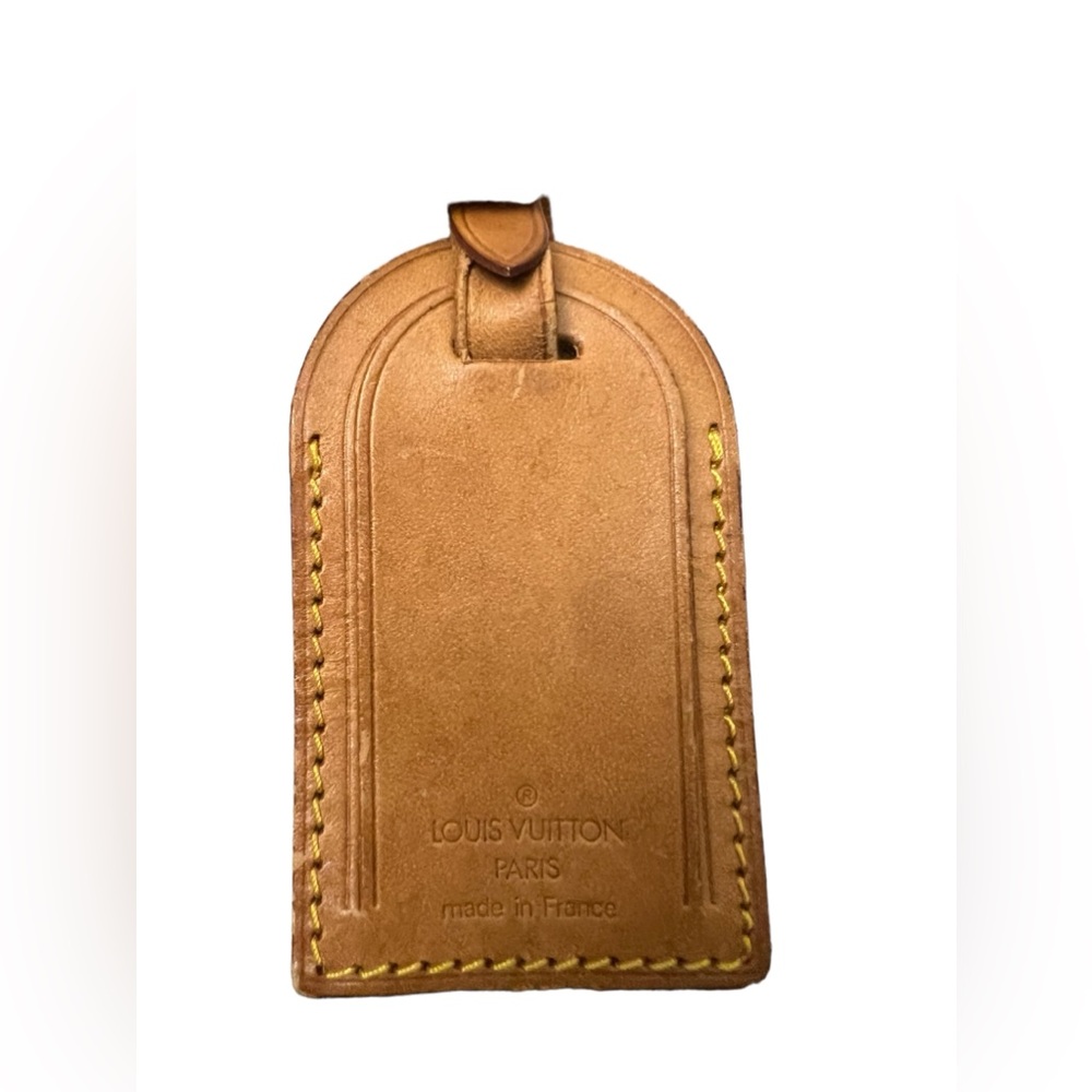Vintage Louis Vuitton Vachetta Luggage Tag w/ Keepall Strap Holder